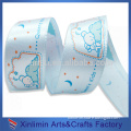 Custom new design printed bright color baby cloth satin ribbon